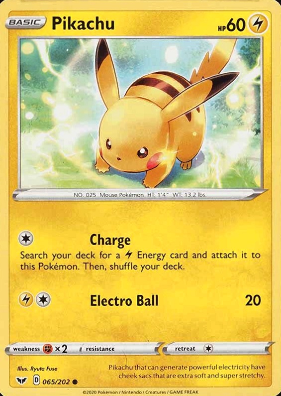 2020 Pokemon Sword & Shield Pikachu #065 TCG Card