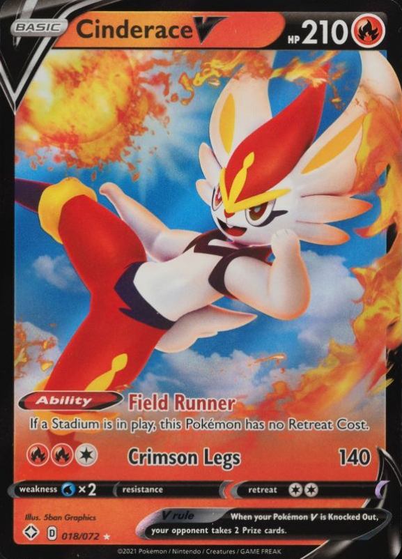 2021 Pokemon Sword & Shield Shining Fates Cinderace V #018 TCG Card