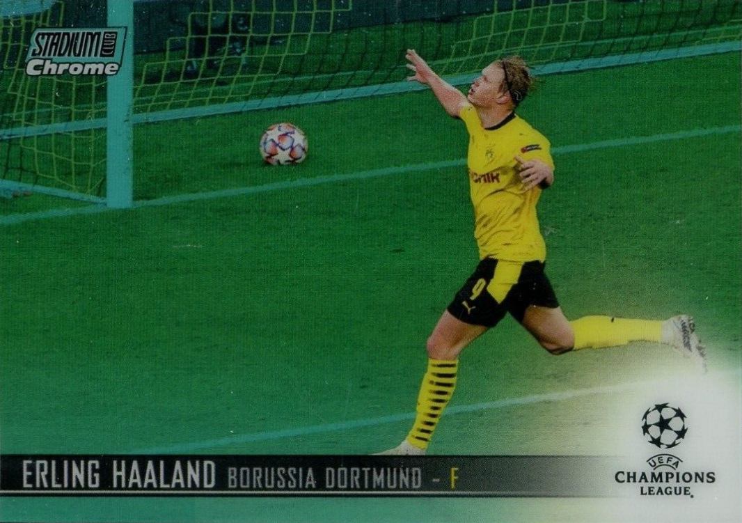 2020 Stadium Club Chrome UEFA Champions League Erling Haaland #9 Soccer Card