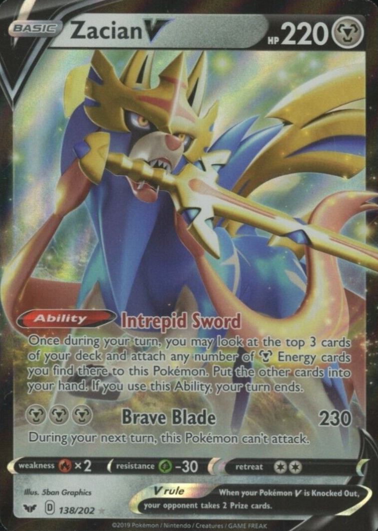 2020 Pokemon Sword & Shield Zacian V #138 TCG Card