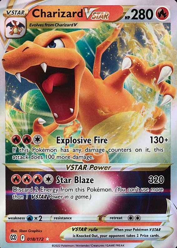 2022 Pokemon Sword & Shield Brilliant Stars Charizard Vstar #018 TCG Card