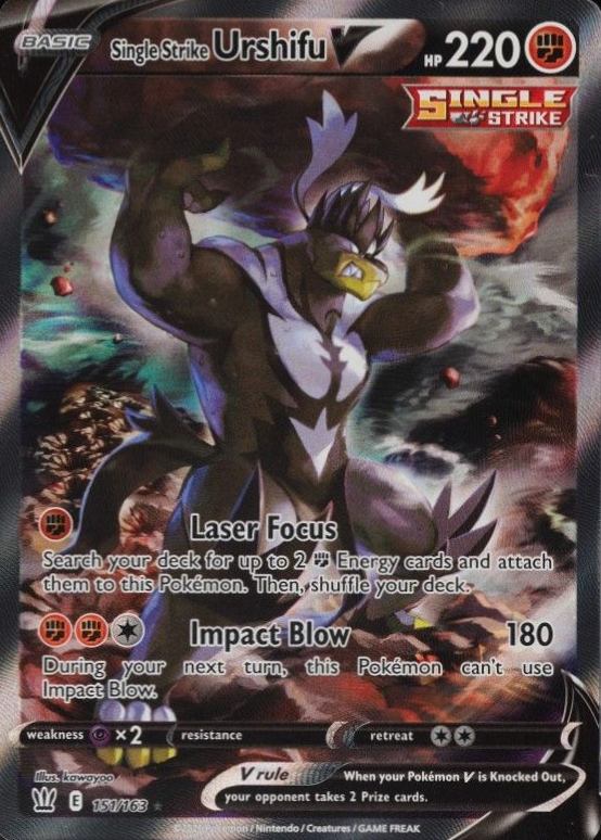 2021 Pokemon Sword & Shield Battle Styles Full Art/Single Strike Urshifu V #151 TCG Card