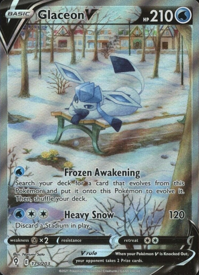 2021 Pokemon Sword & Shield Evolving Skies Full Art/Glaceon V #175 TCG Card