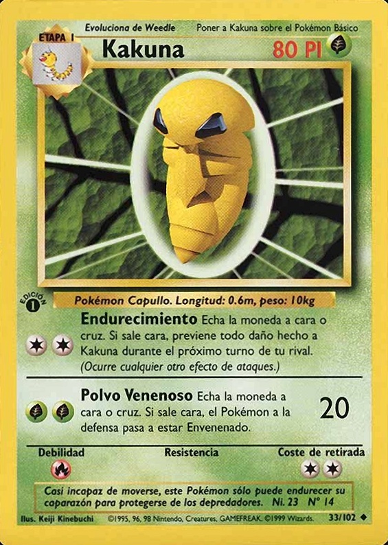 1999 Pokemon Spanish Kakuna #33 TCG Card