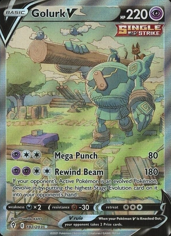 2021 Pokemon Sword & Shield Evolving Skies Full Art/Golurk V #182 TCG Card