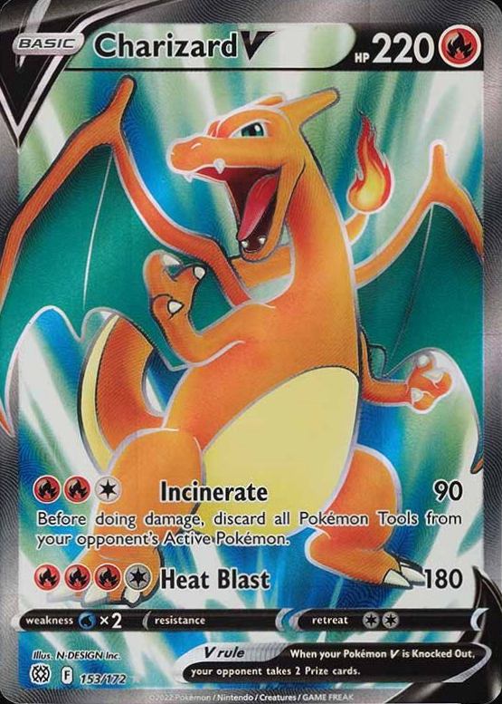 2022 Pokemon Sword & Shield Brilliant Stars Full Art/Charizard V #153 TCG Card