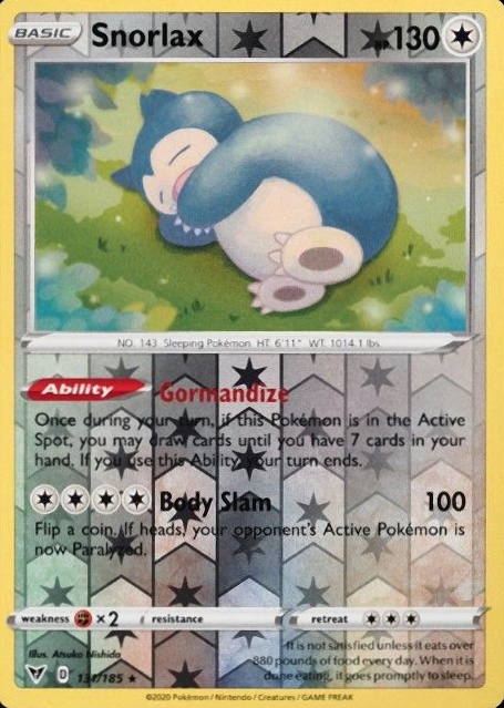 2020 Pokemon Sword & Shield Vivid Voltage Snorlax-Reverse Foil #131 TCG Card