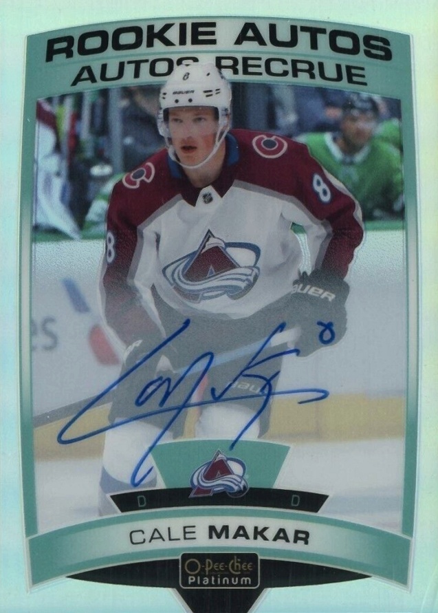 2019 O-Pee-Chee Platinum Rookie Autograph Cale Makar #R-CM Hockey Card