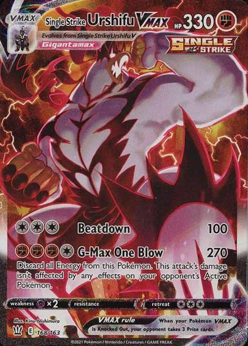 2021 Pokemon Sword & Shield Battle Styles Full Art/Single Strike Urshifu Vmax #168 TCG Card