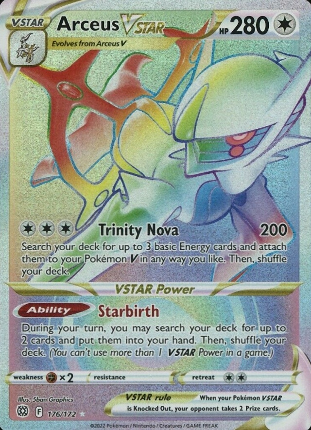 2022 Pokemon Sword & Shield Brilliant Stars Full Art/Arceus Vstar #176 TCG Card