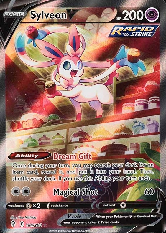 2021 Pokemon Sword & Shield Evolving Skies Full Art/Sylveon V #184 TCG Card