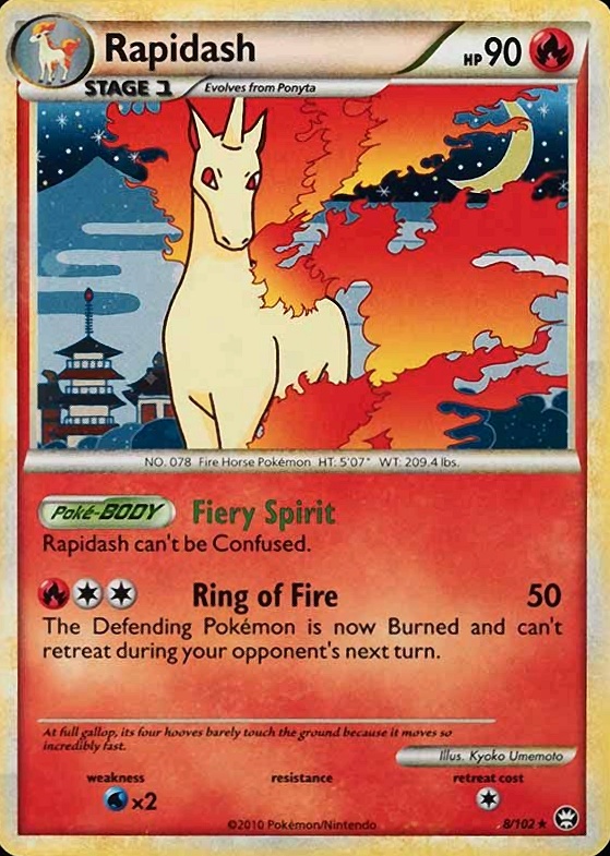 2010 Pokemon Heartgold & Soulsilver Triumphant Rapidash-Holo #8 TCG Card