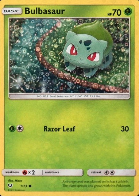 2017 Pokemon Sun & Moon Shining Legends Bulbasaur-Holo #1 TCG Card