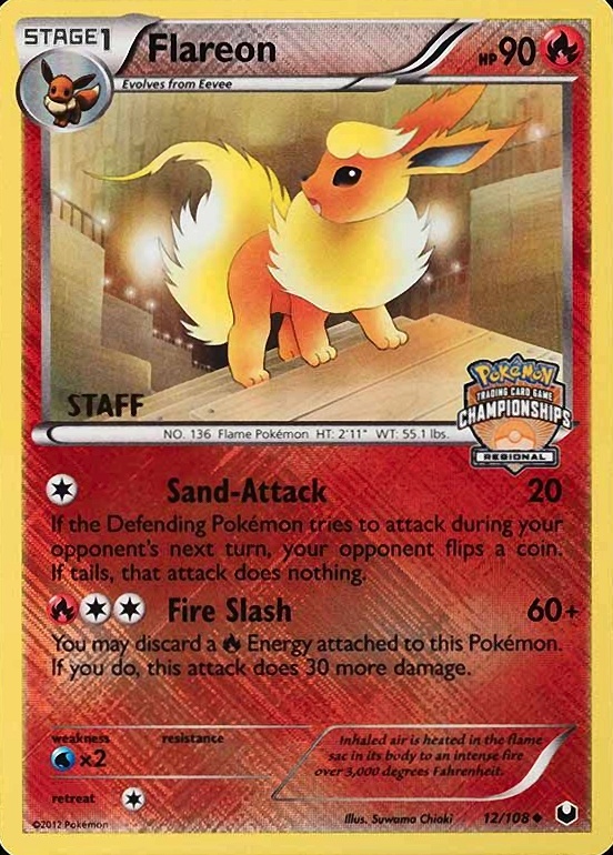 2012 2012 Pokemon Black & White Dark Explorers Flareon-Holo #12 TCG Card