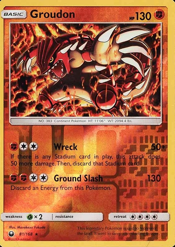 2018 Pokemon Sun & Moon Celestial Storm Groudon-Reverse Foil #81 TCG Card