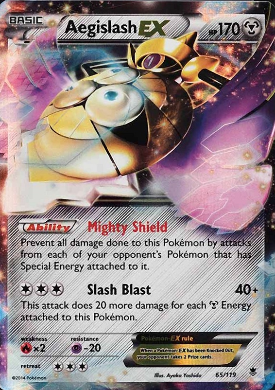 2014 Pokemon XY Phantom Forces Aegislash EX #65 TCG Card