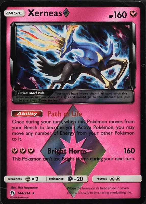 2018 Pokemon Sun & Moon Lost Thunder Xerneas-Holo #144 TCG Card