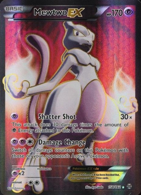 2015 Pokemon XY Breakthrough Full Art/Mewtwo EX #158 TCG Card