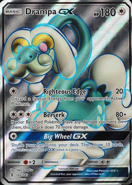 2017 Pokemon Sun & Moon Guardians Rising Full Art/Drampa GX #142 TCG Card