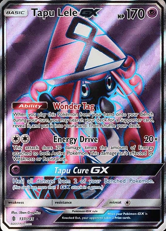 2017 Pokemon Sun & Moon Guardians Rising Full Art/Tapu Lele GX #137 TCG Card