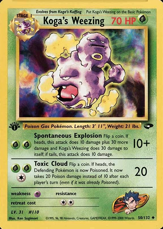 2000 Pokemon Gym Challenge Koga's Weezing #50 TCG Card