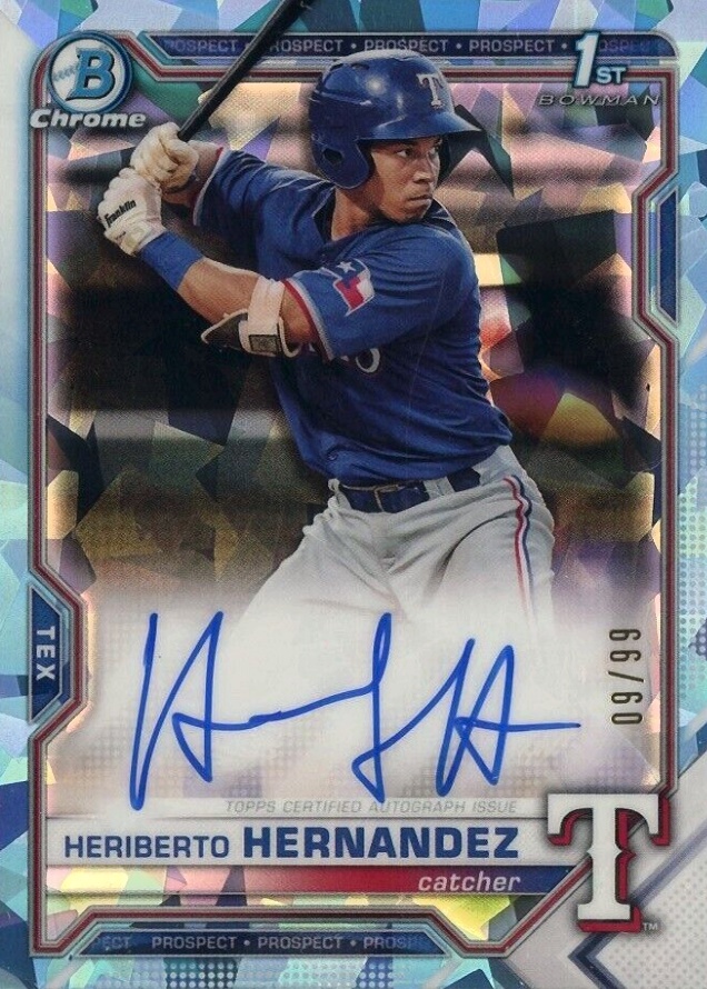 2021 Bowman Chrome Sapphire Edition Autographs Heriberto Hernandez #BSPAHH Baseball Card