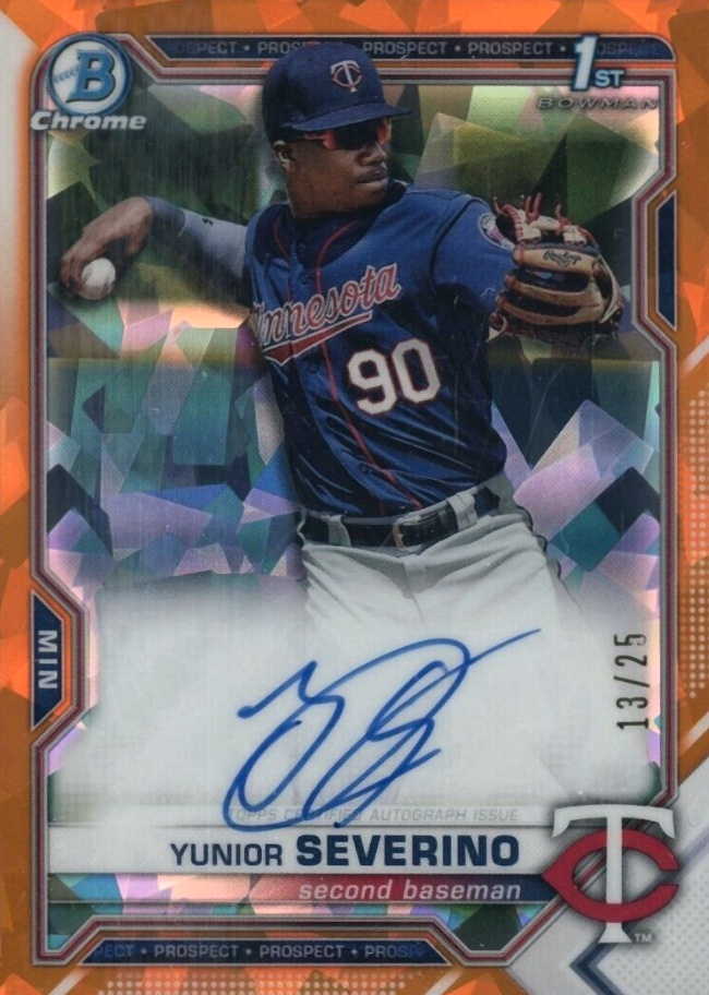 2021 Bowman Chrome Sapphire Edition Autographs Yunior Severino #BSPAYSE Baseball Card