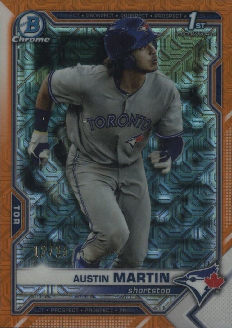 2021 Bowman Mega Box Chrome Austin Martin #BCP87 Baseball Card