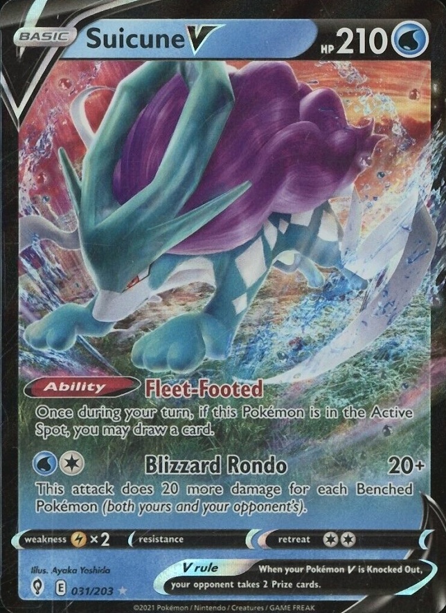 2021 Pokemon Sword & Shield Evolving Skies Suicune V #031 TCG Card