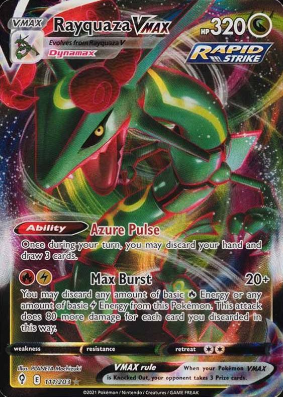 2021 Pokemon Sword & Shield Evolving Skies Full Art/Rayquaza Vmax #111 TCG Card