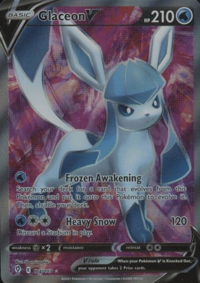 2021 Pokemon Sword & Shield Evolving Skies Full Art/Glaceon V #174 TCG Card