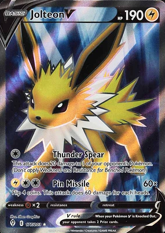 2021 Pokemon Sword & Shield Evolving Skies Full Art/Jolteon V #177 TCG Card