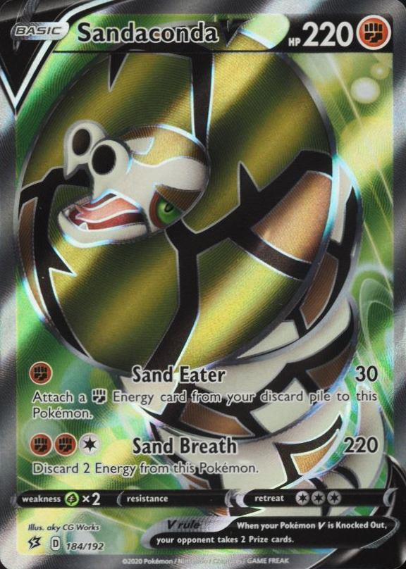 2020 Pokemon Sword & Shield Rebel Clash Full Art/Sandaconda V #184 TCG Card