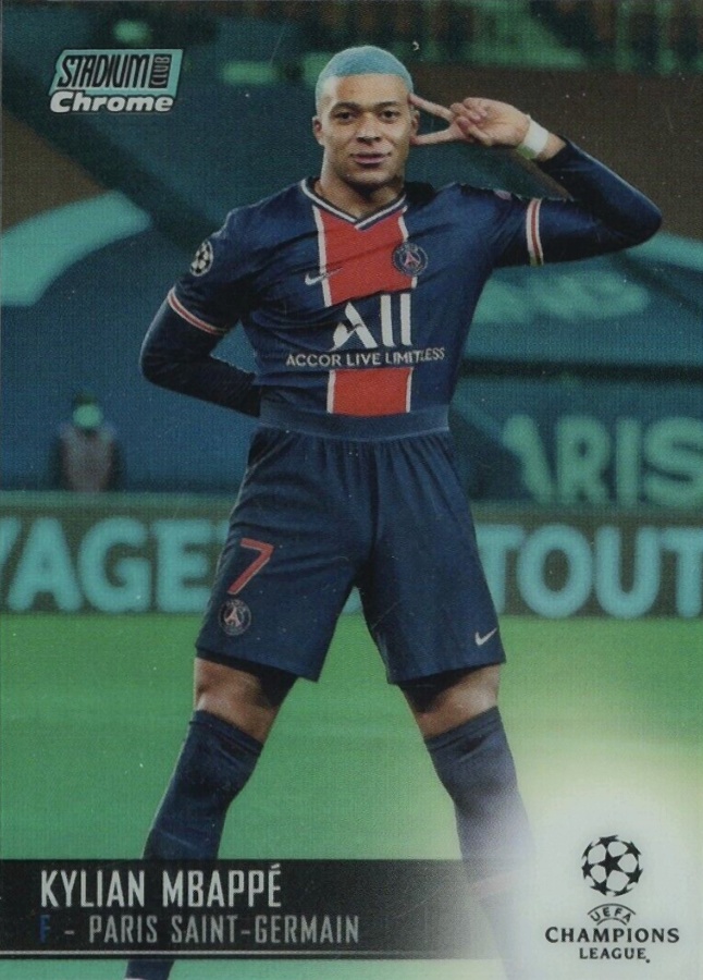 2020 Stadium Club Chrome UEFA Champions League Kylian Mbappe #75 Soccer Card