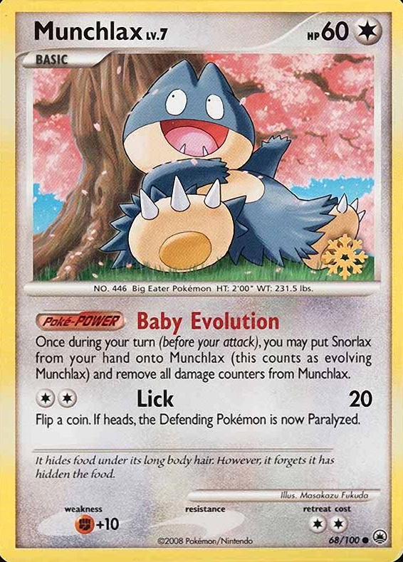 2008 Pokemon Diamond & Pearl Majestic Dawn Munchlax #68 TCG Card