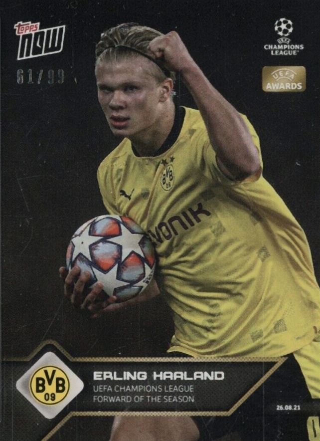 2021 Topps Now UEFA Champions League Erling Haaland #10 Soccer Card