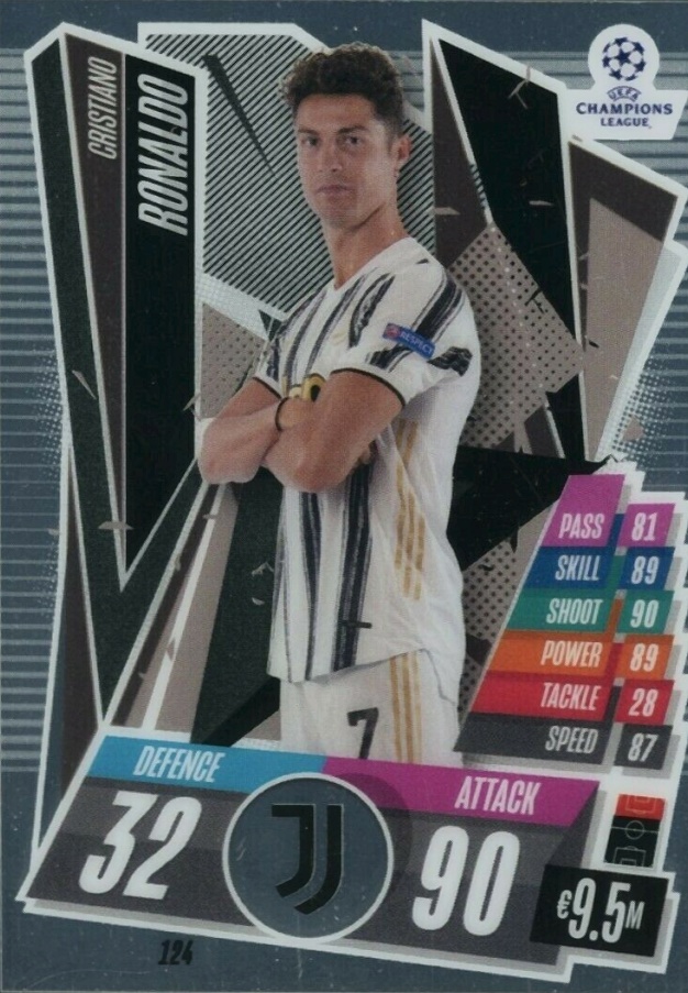 2020 Topps Chrome Match Attax UEFA Champions League Europa League Cristiano Ronaldo #124 Soccer Card