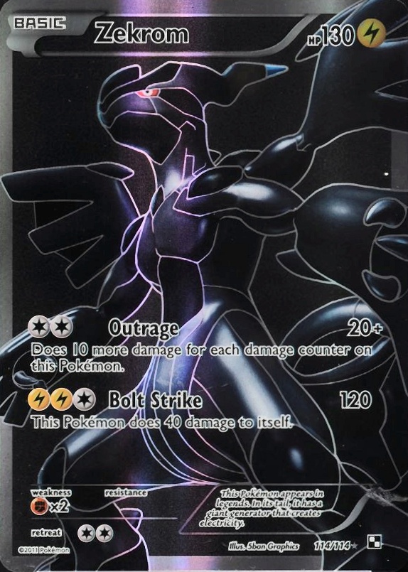 2011 Pokemon Black & White Full Art/Zekrom #114 TCG Card