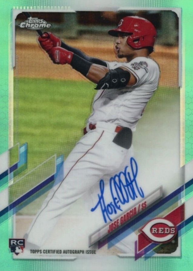 2021 Topps Chrome Rookie Autographs Jose Garcia #RAJG Baseball Card