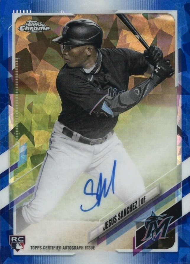 2021 Topps Chrome Sapphire Rookie Autographs Jesus Sanchez #RAJS Baseball Card