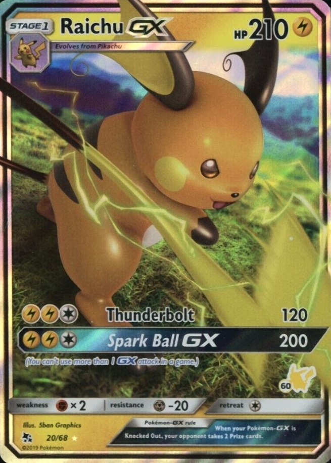 2020 Pokemon Battle Academy Raichu GX #60 TCG Card