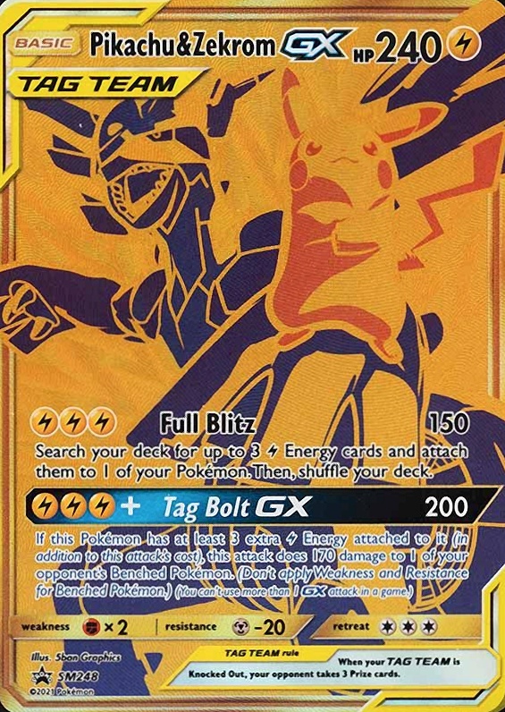 2021 Pokemon SM Black Star Promo Full Art/Pikachu & Zekrom GX #SM248 TCG Card