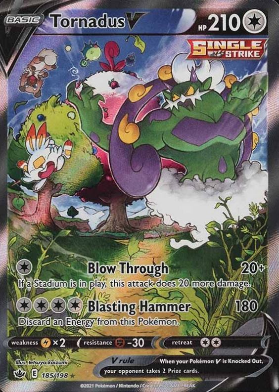 2021 Pokemon Sword & Shield Chilling Reign Full Art/Tornadus V #185 TCG Card