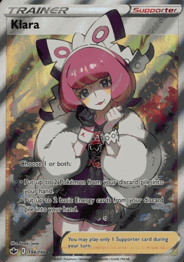 2021 Pokemon Sword & Shield Chilling Reign Full Art/Klara #194 TCG Card