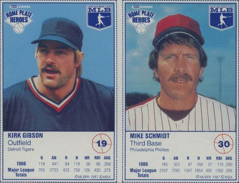 1987 Kraft Home Plate Heroes Panel-Hand Cut Gibson/Schmidt # Baseball Card