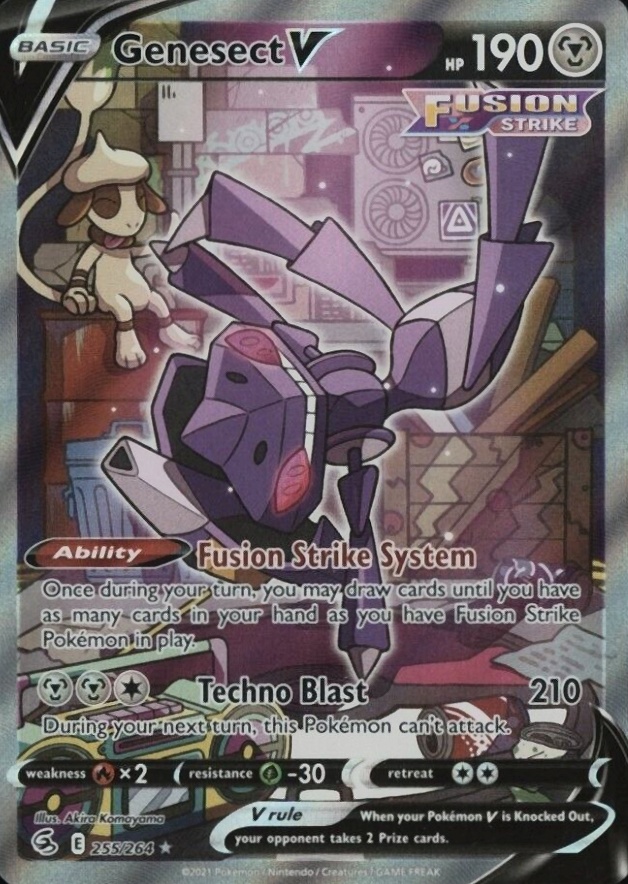 2021 Pokemon Sword & Shield Fusion Strike Full Art/Genesect V #255 TCG Card