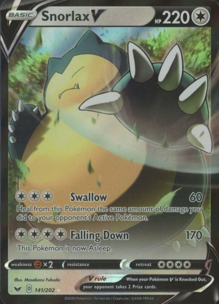 2020 Pokemon Sword & Shield Snorlax V #141 TCG Card