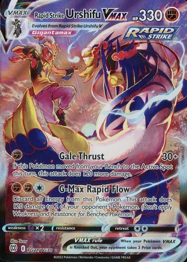 2022 Pokemon Sword & Shield Brilliant Stars Full Art/Rapid Strike Urshifu Vmax #TG21 TCG Card