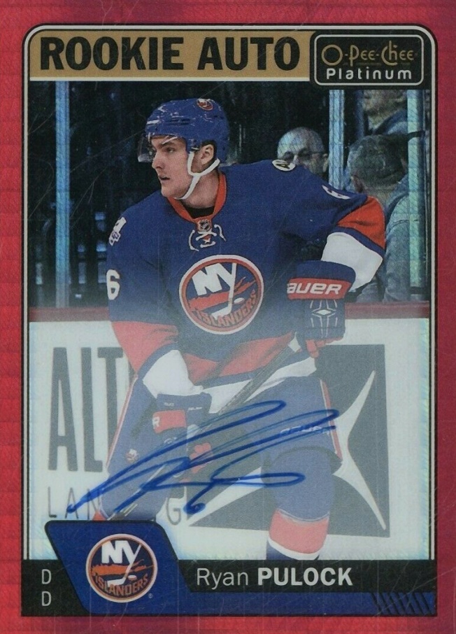 2016 O-Pee-Chee Platinum Rookie Autographs Ryan Pulock #RRP Hockey Card