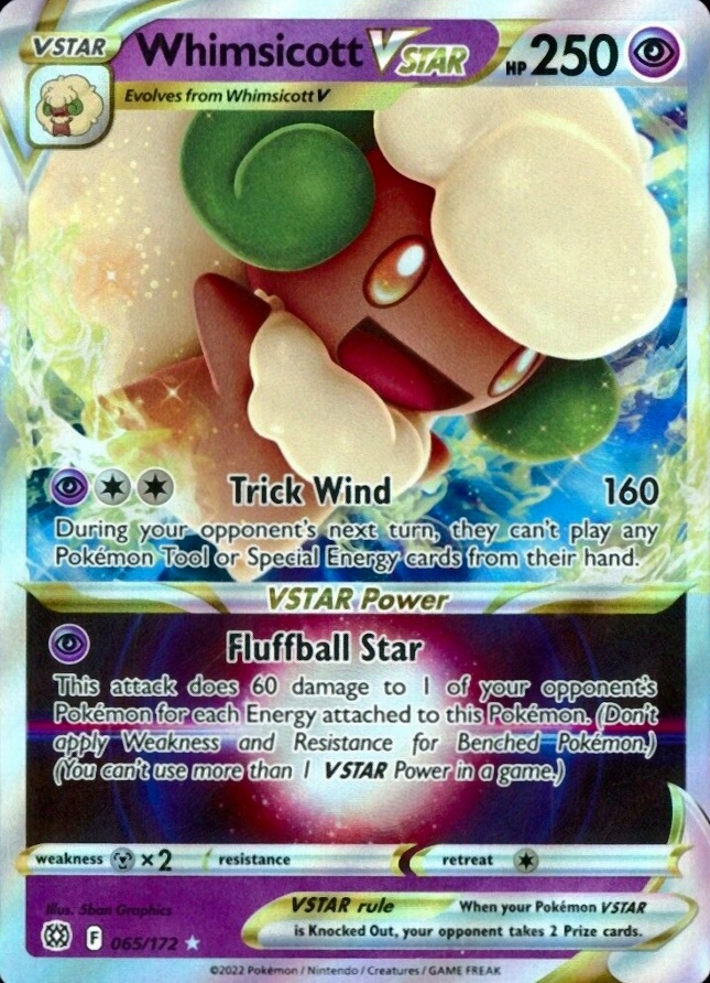 2022 Pokemon Sword & Shield Brilliant Stars Whimsicott Vstar #065 TCG Card